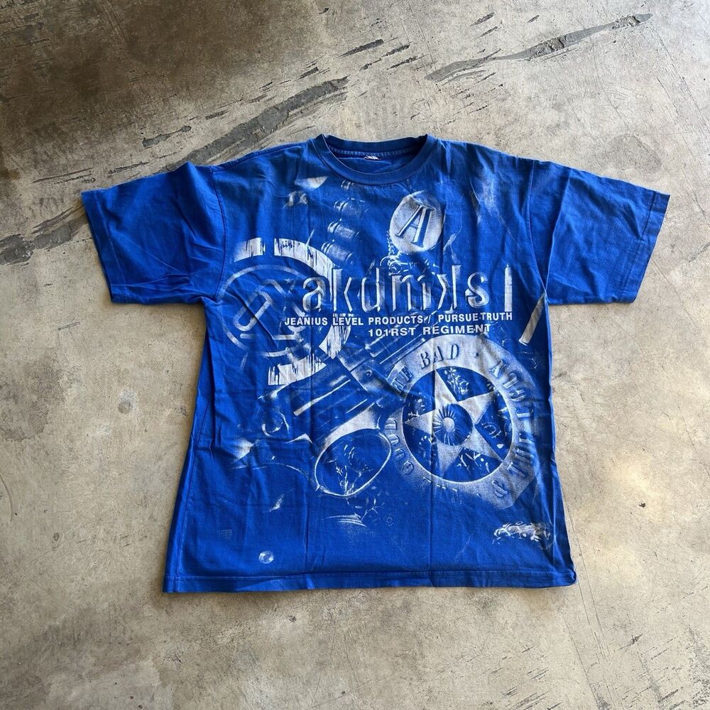Y2K Akademics AOP T-Shirt Blue Sheriff Mens size XXL